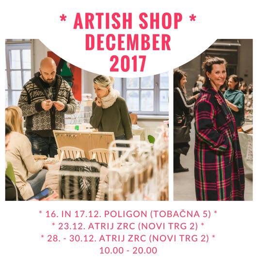 Božični ARTish SHOP v Poligonu in ATRIJU ZRC
